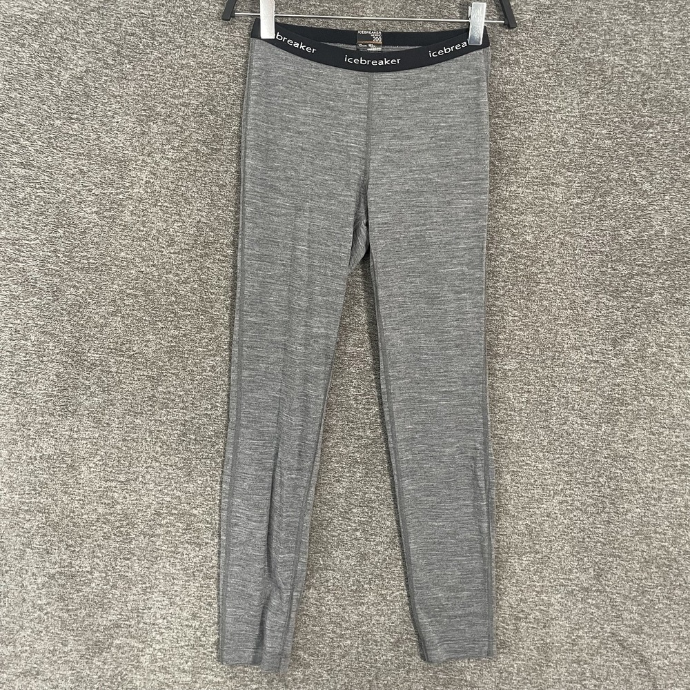 Icebreaker Merino 200 Pants Kids 12 Gray Thermal Wool Base Layer Ski Leggings